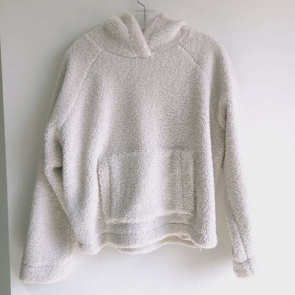 Vince Sweaters - Vince Faux Sherpa Ivory Pullover Hoodie Sweatshirt